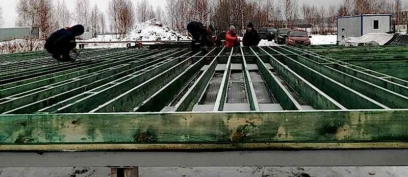 Огнебиозащита нижней обвязки, лаг пола и чернового пола.